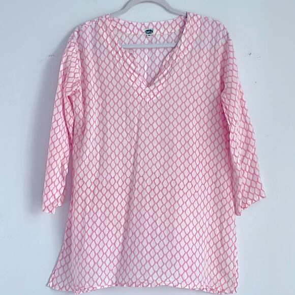 ANTHRO Dolma cotton Diamond print thin 3/4 sleeve peasant top sz M - Picture 1 of 7